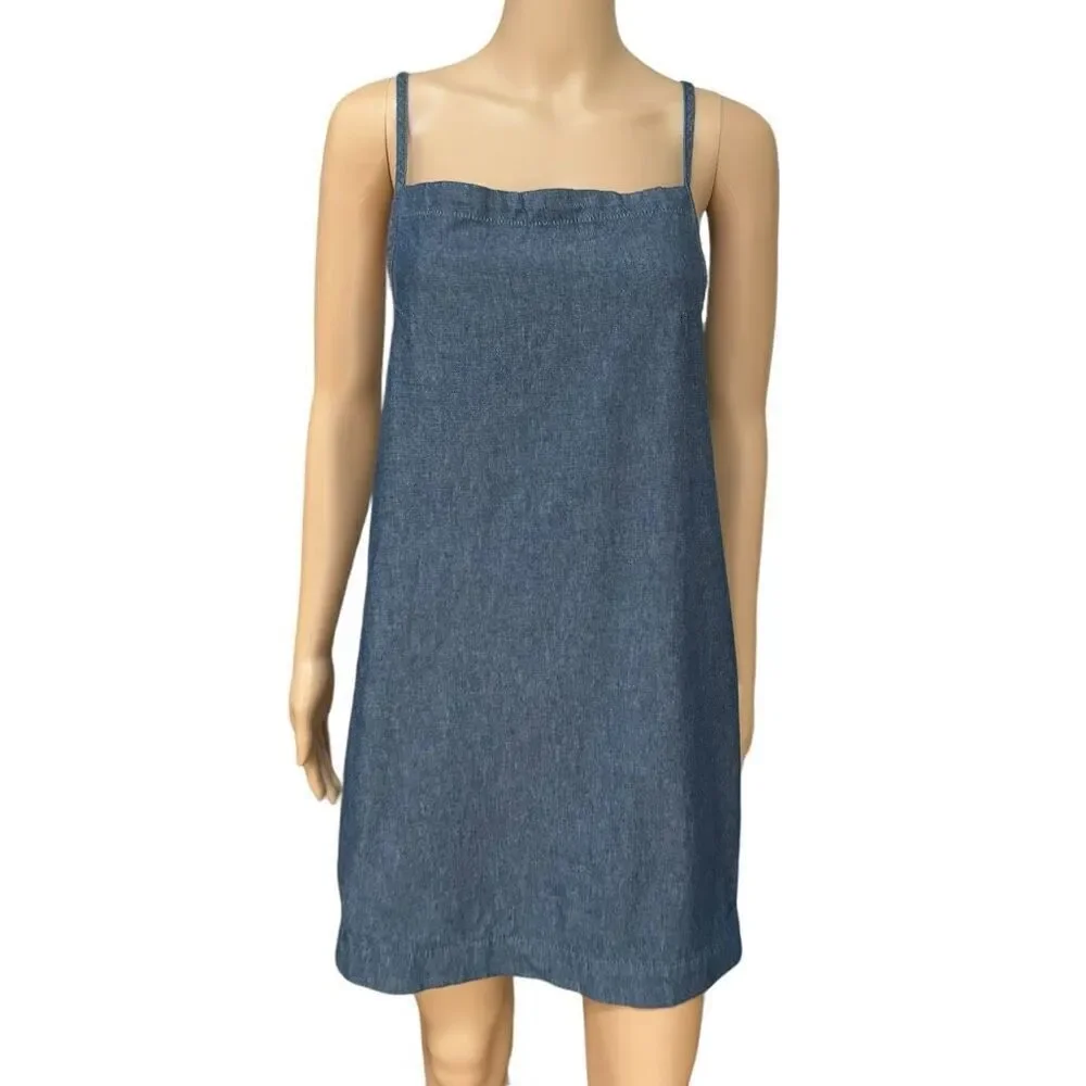 Rag & bone denim tie dress rinse blue chambray size S 100% cotton NWT - Picture 2 of 8